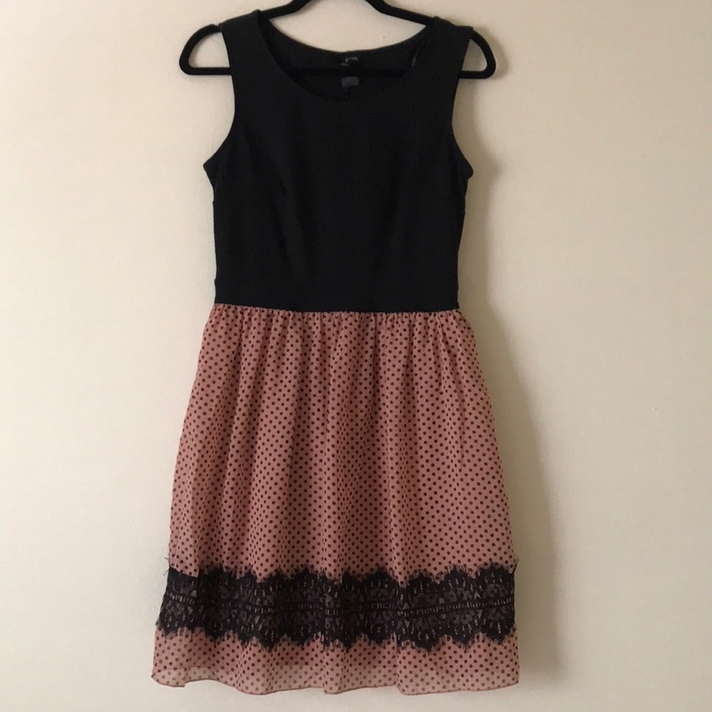Black and Pink Polka Dot Dress w/ lace trim